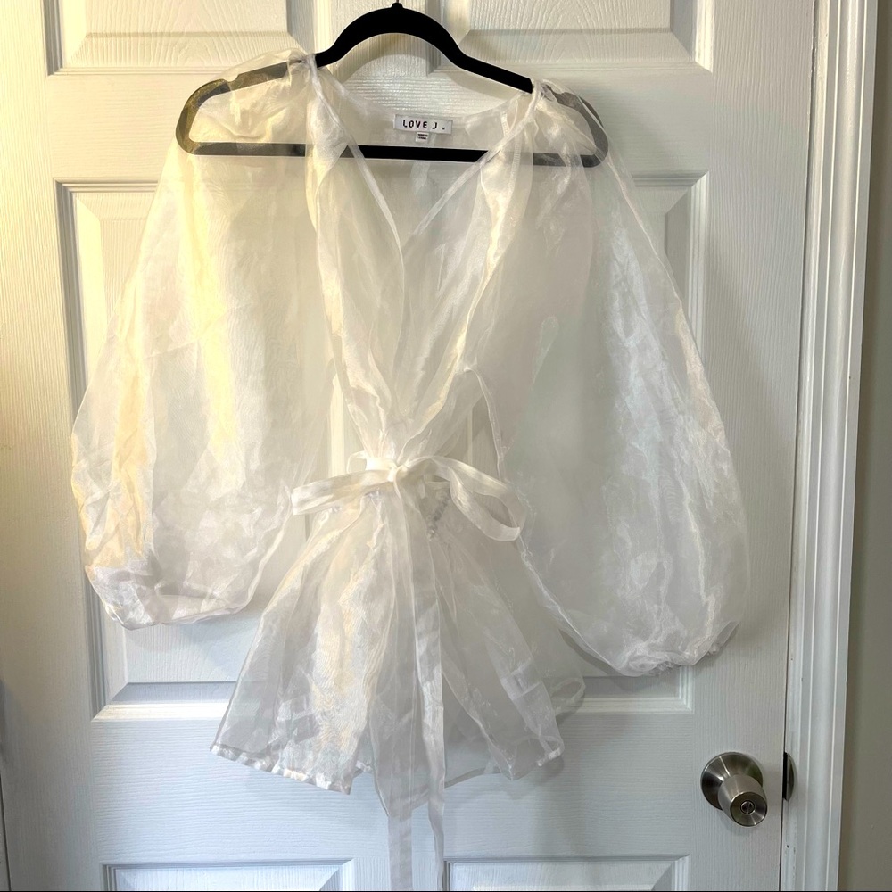 White translucent see through long sleeve tunic
